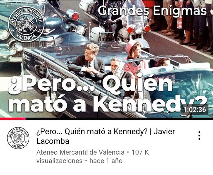 Javier_Lacomba's tweet photo. Nada menos que 107.000 visionados de mi conferencia en el @ateneovalencia sobre el magnicidio de JFK. 
¿Y tú? ¿La has visto ya?

https://t.co/6YLoQ3Kbx4 https://t.co/hIcKEruUzK