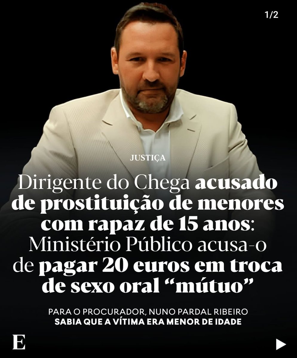 Casos de prostituição de menores por:
- Drag Queens: zero
- Dirigentes do chega pervertidos: