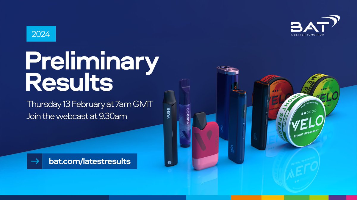 Our Full-Year Results will be published on Thursday, 13th February at 7am GMT.

Join us for a webcast at 9:30am GMT. Register here: ow.ly/wrsK50UTryp

#FullYearResults2024 #FYR2024 #ABetterTomorrow