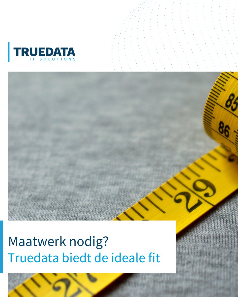 truedata_nl's tweet photo. Maatwerk nodig? Wij bieden de ideale fit🤩📏

Bij Truedata zijn onze oplossingen maatwerk. Elk bedrijf is anders en iedereen heeft zo zijn eigen uitdagingen. Wij garanderen de beste oplossingen voor de veiligheid.

#truedata #itsolutions #maatwerk #expertise https://t.co/Ep9ahdzHVN