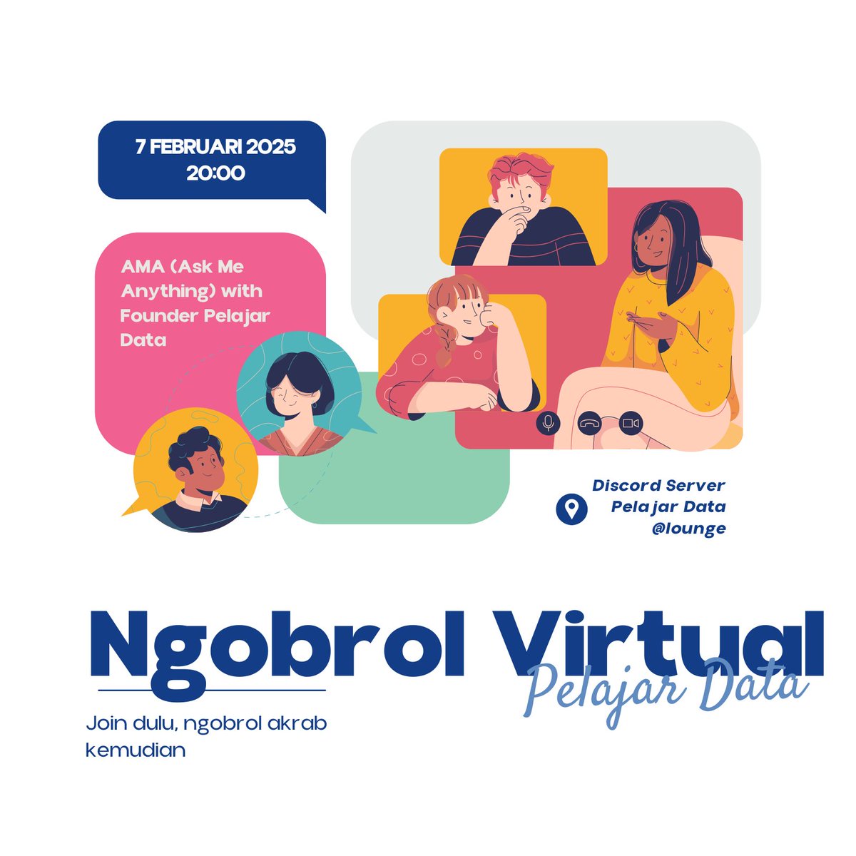 pelajardata's tweet image. 🚀 Penasaran sama *behind the scenes* pelajar data? 🔥 Yuk gabung di AMA bareng @aslthoni ! 

📅 Jumat,7 Feb
📍 Discord, Lounge Voice Channel

Drop pertanyaan lo sekarang, kita bahas yang seru-seru! 🎤✨