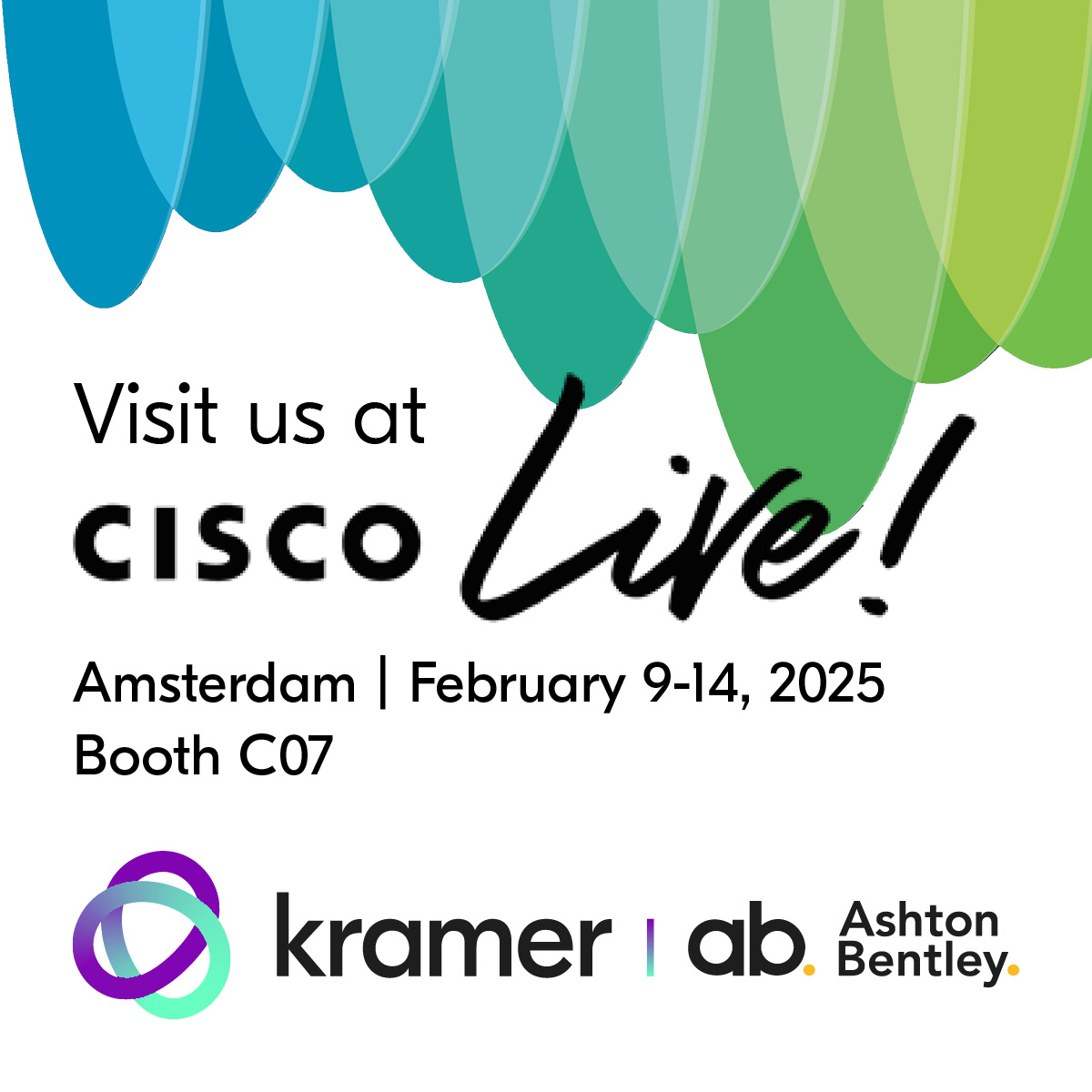Meet #AshtonBentley by #Kramer at #CiscoLiveEMEA! Learn how our Cisco-certified solutions can elevate your collaborative experiences! 
Learn more: hubs.li/Q034gDgv0

#proAV #AVsolutions #audiovisual #UCC #collaboration #MeetingSpaces #MeetingRoomSolutions