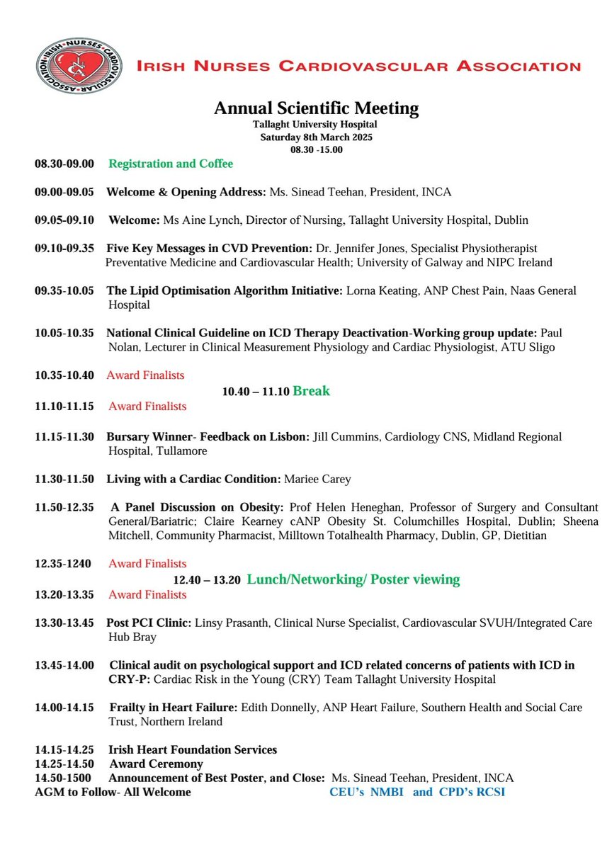 Irish Nurses Cardiovascular Association (@incanursing) on Twitter photo Looking forward to a great programme. Thanks to <a href="/edelacronin/">edel Cronin</a> scientific secretary. Speakers include <a href="/Jenni__Jones/">Jenni Jones</a> <a href="/pnolan99/">Paul Nolan</a> <a href="/Donnelly_Edith1/">Edith Donnelly</a> <a href="/keating_lorna/">lorna keating</a> , a panel, a patient #advocacy ,integrated care and CRY❣️ Looking forward to a great programme. Thanks to <a href="/edelacronin/">edel Cronin</a> scientific secretary. Speakers include <a href="/Jenni__Jones/">Jenni Jones</a> <a href="/pnolan99/">Paul Nolan</a> <a href="/Donnelly_Edith1/">Edith Donnelly</a> <a href="/keating_lorna/">lorna keating</a> , a panel, a patient #advocacy ,integrated care and CRY❣️
