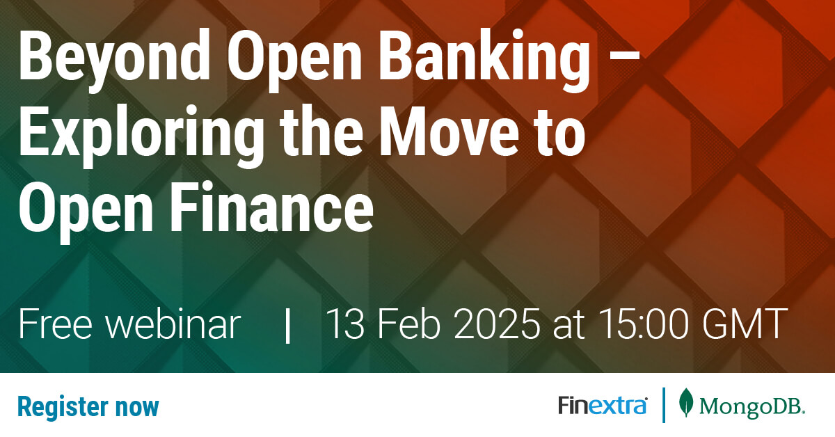 Finextra's tweet image. Transform Your Financial Infrastructure – Join our #webinar w/@MongoDB on 13 Feb to explore the critical shift from #openbanking to #openfinance. We will address #datasharing, #security, &amp;amp; #regulatory challenges in this evolving landscape. Register now ➡️ bit.ly/4gLRwHK