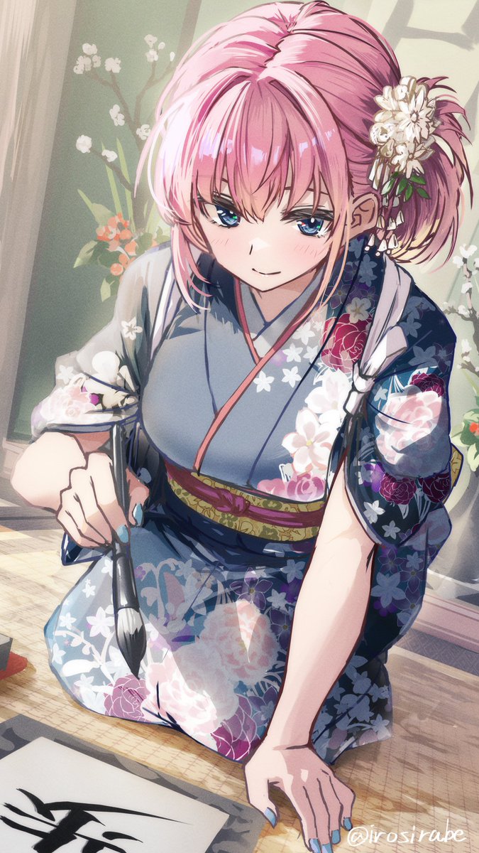 「1月中にルカさんの誕生日絵も新年絵も描けなかったので書初めルカさん描きました。遅」|大堂(daidou)のイラスト