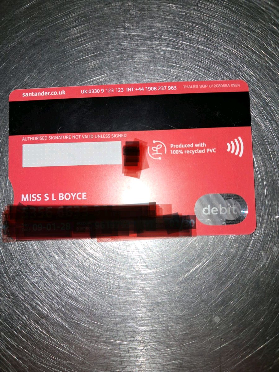 This Santander debit card was found on Ballyregan Road this morning, can anyone help find its rightful owner please? 

#Dundonald #Santander #bankcard