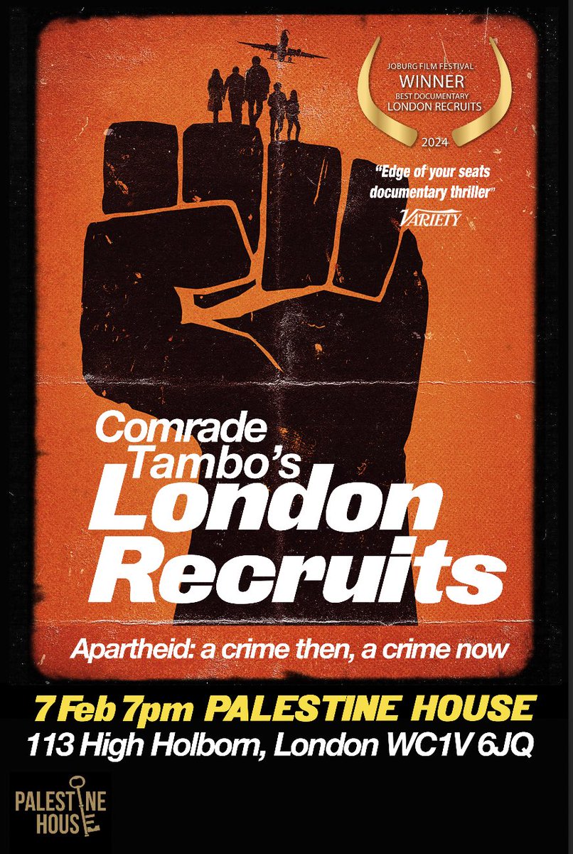 Another chance to see Comrade Tambo's London Recruits at Palestine House Friday 7 February
tickettailor.com/events/palesti…