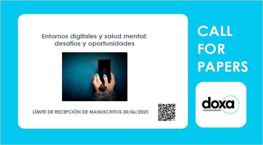 Doxa Comunicación (@doxacom) on Twitter photo #callforpapers Entornos digitales y salud mental en jóvenes: desafíos y oportunidades
📆 Envíos hasta 30/06/2025
Publicación: 01/01/2026 (n.º 42)
ℹ bit.ly/40PaTt2
👌🏻Coords. <a href="/empastor/">esther mtz</a> <a href="/MarianBlanco/">Marian Blanco Ruiz</a> de la <a href="/urjc/">URJC</a> <a href="/GonzalezAnaelle/">Anaëlle Gonzalez - gonzalezanaelle.bsky.social</a> y Jasmina Rosič de la <a href="/KU_Leuven/">KU Leuven</a> #callforpapers Entornos digitales y salud mental en jóvenes: desafíos y oportunidades
📆 Envíos hasta 30/06/2025
Publicación: 01/01/2026 (n.º 42)
ℹ bit.ly/40PaTt2
👌🏻Coords. <a href="/empastor/">esther mtz</a> <a href="/MarianBlanco/">Marian Blanco Ruiz</a> de la <a href="/urjc/">URJC</a> <a href="/GonzalezAnaelle/">Anaëlle Gonzalez - gonzalezanaelle.bsky.social</a> y Jasmina Rosič de la <a href="/KU_Leuven/">KU Leuven</a>