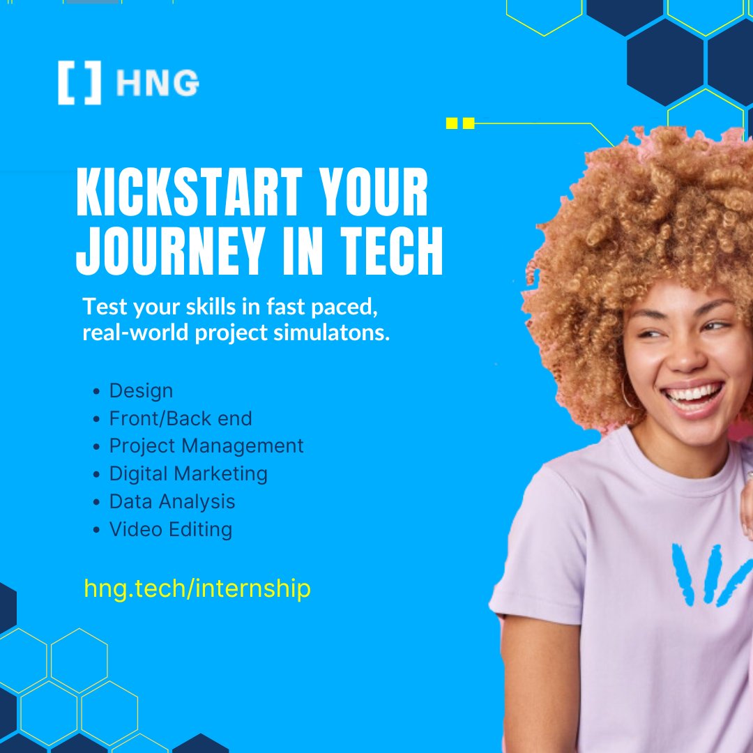 eduek_moses's tweet image. The @hnginternship is the perfect launchpad tmyou need to kickstart your career in tech. Whether you&apos;re looking to get jobs or beef up your portfolio, this is it.

Visit hng.tech/internship to start now

#hnginternship 
#techinternships