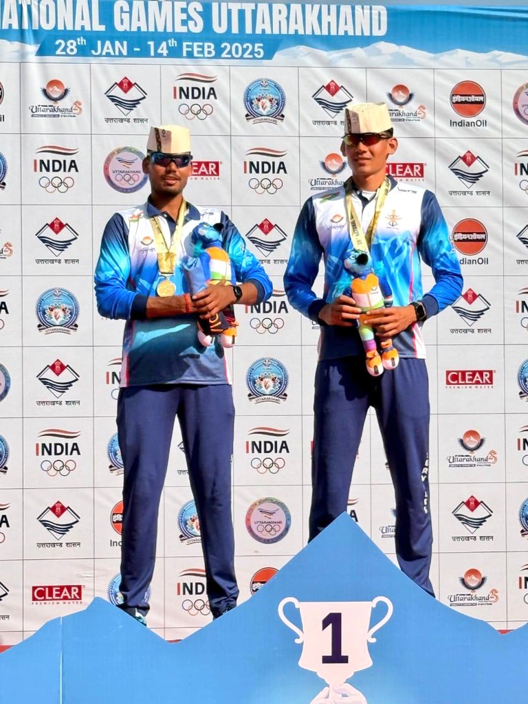 PRODefDehradun's tweet photo. #NationalGames2025
#ServicesTeam
#GoldHaul
#ROWING 

GOLD: Sep Karamjit Singh, N/Sub Salman Khan, N/Sub Jakar Khan &amp; Sub Arvind Singh in Men's Quadruple Scull.

GOLD: Rfn Ujjwal Kumar Singh &amp; Hav Ajay Tyagi in Men's Lightweight Double Scull.
#Congratulations
#Champions https://t.co/d0ui4yUpj9
