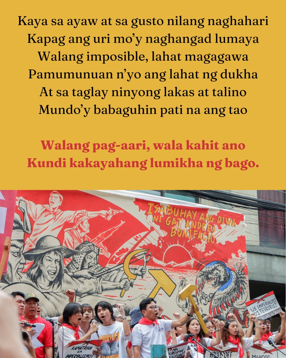 OlaliaSchool's tweet photo. Dahil walang pag-aari, pwersado ipagbili ang lakas-paggawa, ang pagod sa araw-araw kapalit ang kakarampot na sahod. Ngunit dahil rin walang pag-aari, nasa manggagawa ang lahat ng dahilan at batayan upang baguhin ang sistemang mapang-api at mapagsamantala. https://t.co/7ZEvyKOH2S