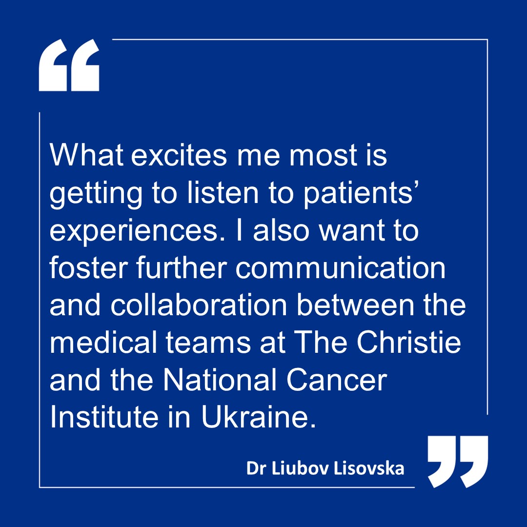 People from all over the world come to work at The Christie. 🌎 

Dr Liubov Lisovska is an oncologist at the National Cancer Institute in Kyiv.

She’s spending two months with the advanced immunotherapy and cell therapy team as part of an international fellowship.