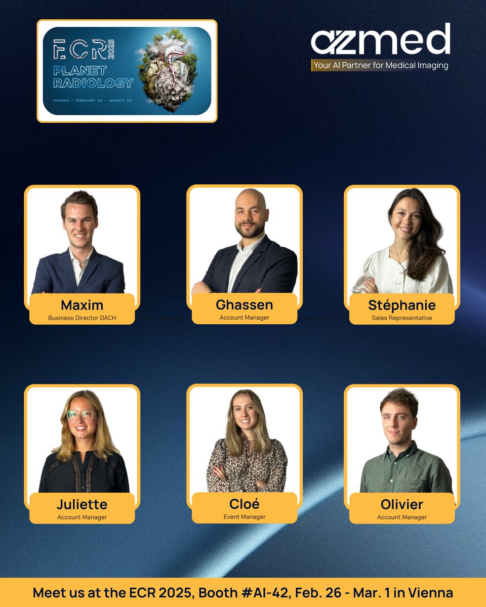 AZmed_AI's tweet image. AZmed will be at the #ECR2025 - Planet Radiology in Vienna from February 26 to March 1. 🇦🇹
If you're a medical imaging professional attending the congress, visit us at booth #AI-42 to learn how our clinically validated Rayvolve® AI Suite—trusted by over 2,500 medical centers…