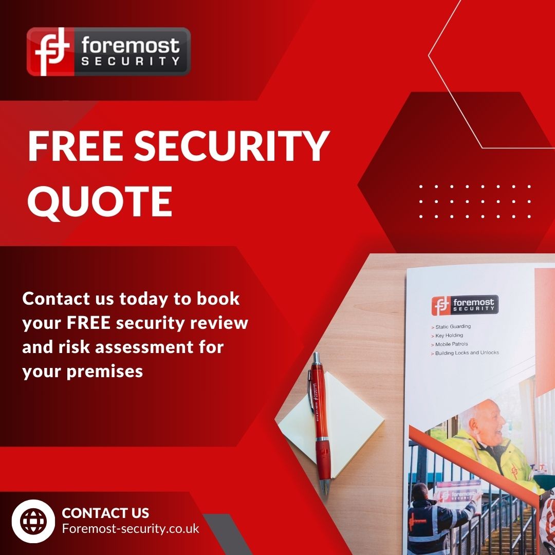 Is your business as secure as it should be? 
Foremost Security offers a FREE security review and risk assessment for businesses in the East Midlands. We pinpoint vulnerabilities and recommend tailored solutions. Contact us today for your FREE quote! >> ow.ly/AyuP50UT4lj