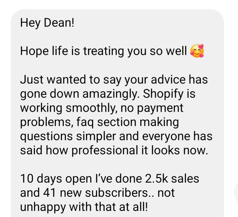 One of my very first Jagged Social clients took my advice, ran with it, and is now enjoying MASSIVE SUCCESS with her new ecommerce store ❤️

What a beautiful message to start the day, I love to see my clients win in spectacular fashion!!