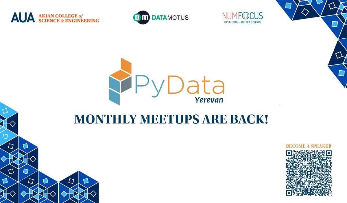🔔 Exciting News for the Data Science Community!

PyData Yerevan is launching its 2025 monthly meetup series, and we’re looking for speakers!

The first talk is planned for March, and we’re collecting speaker proposals for both this and the upcoming meetups throughout the year.