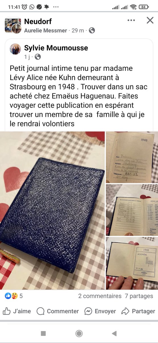 Magie de Twitter bonjour. Une dame est à la recherche de la famille d'Alice Lévy-Kuhn qui habitait à Strasbourg en 1948. Elle a retrouvé son journal intime. #Strasbourg