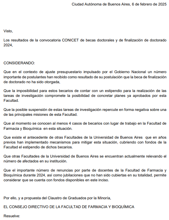 ParaCompromiso's tweet photo. Ante el importante número de becas de finalización de doctorado no otorgadas, presentamos un proyecto para que @FFyB_UBA  , al igual que otras Facultades, cubra con fondos propios estos estipendios, posibilitando la culminación de los doctorados y proyectos de investigación https://t.co/zBXwwIWi4l