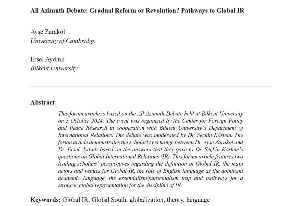 All Azimuth (@all_azimuth) on Twitter photo 📢Publication Alert – Our latest article titled, "All Azimuth Debate: Gradual Reform or Revolution? Pathways to Global IR," by <a href="/AyseZarakol/">Ayşe Zarakol</a> and Ersel Aydınlı is now online !
allazimuth.com/2025/02/06/all… 📢Publication Alert – Our latest article titled, "All Azimuth Debate: Gradual Reform or Revolution? Pathways to Global IR," by <a href="/AyseZarakol/">Ayşe Zarakol</a> and Ersel Aydınlı is now online !
allazimuth.com/2025/02/06/all…