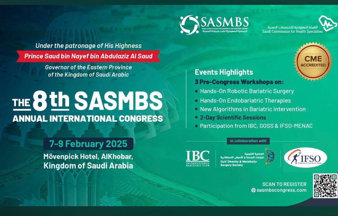 د/ سلطان التمياطSultan Al Temyatt (@temyatt) on Twitter photo It is our great honour to welcome the esteemed faculty members who will attend the annual SASMBS Congress going to be held in Khobar. I promise you a rich scientific program I look forward to welcoming you to this important event in my hometown of Al Khobar.
<a href="/pasmbs/">PASMBS</a>
<a href="/IFSOMENAC/">IFSO MENAC (Middle East North Africa Chapter)</a> It is our great honour to welcome the esteemed faculty members who will attend the annual SASMBS Congress going to be held in Khobar. I promise you a rich scientific program I look forward to welcoming you to this important event in my hometown of Al Khobar.
<a href="/pasmbs/">PASMBS</a>
<a href="/IFSOMENAC/">IFSO MENAC (Middle East North Africa Chapter)</a>