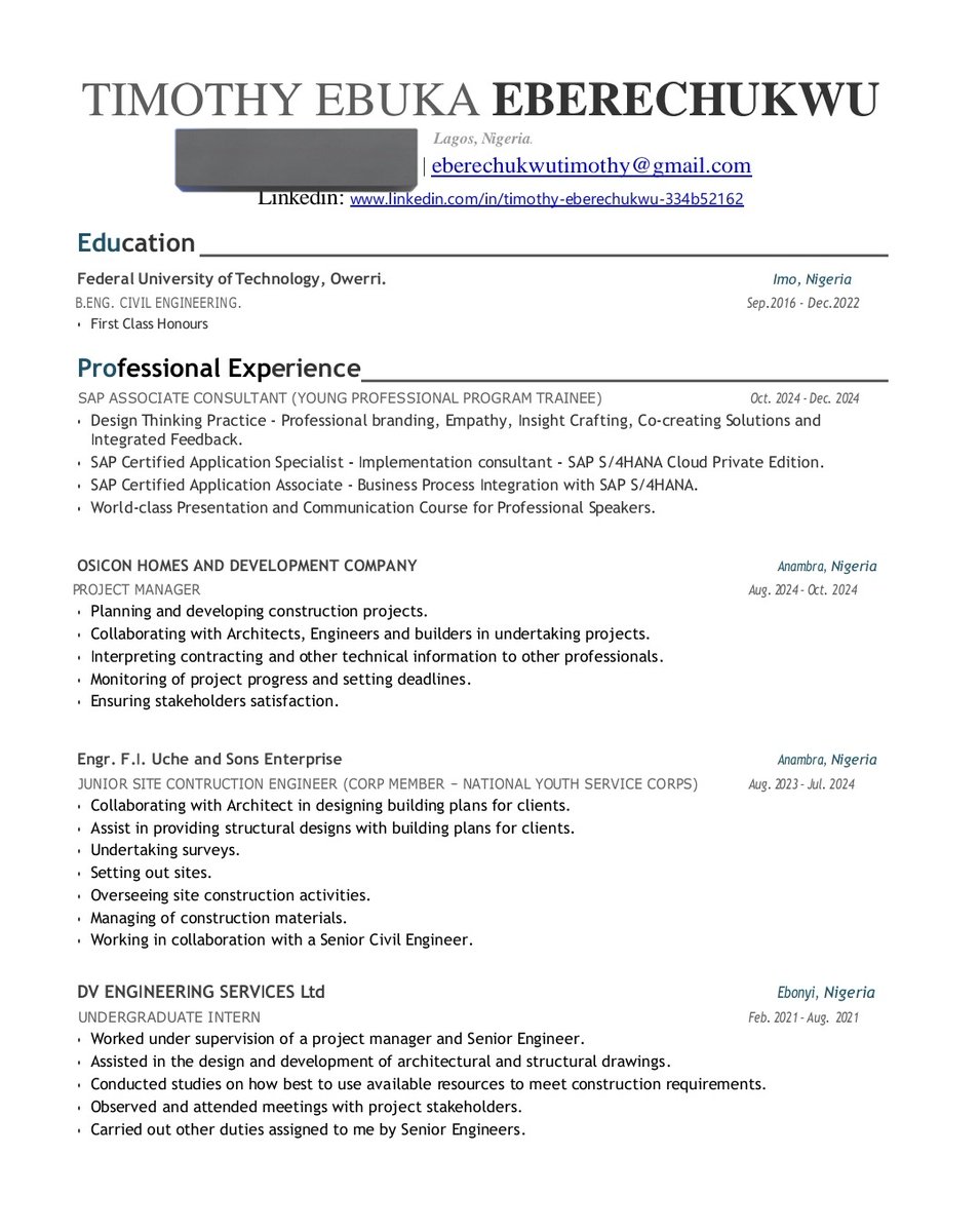 Wizarab10's tweet image. 1. First Class Civil Engineering Graduate looking for opportunities in 
Management Consulting, 
Business Technology Consulting and
Engineering Firms 

Employers should reach out to me or him for his CV @__Timothe 

Thank you 🙏🏾