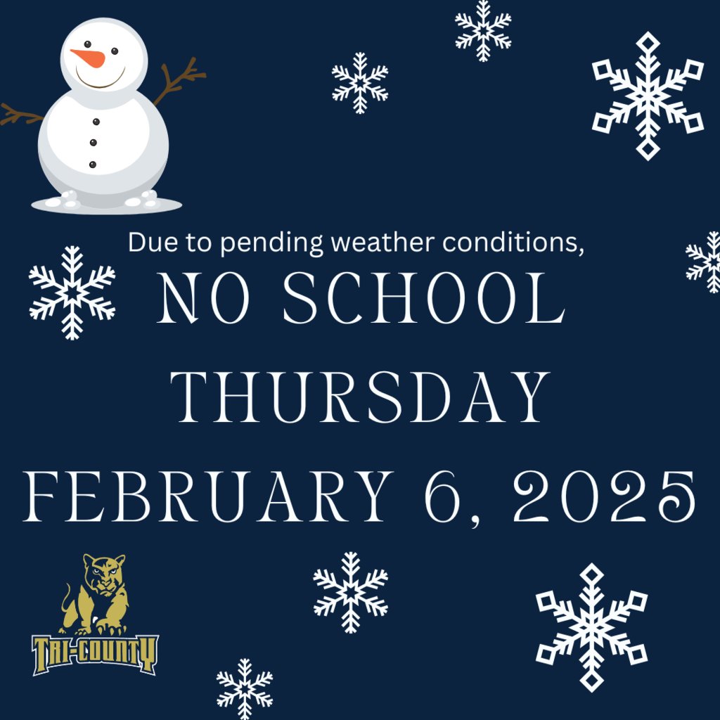 Today February 6, 2025, there will be no school due to the pending weather conditions.