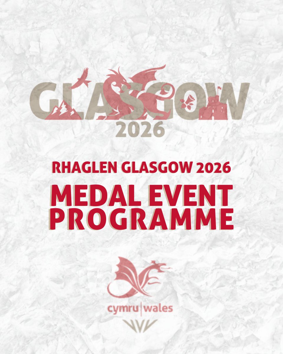 NEWYDDION 📣 NEWS
The Medal Events Programme for Glasgow 2026 has been announced!

The para-sports programme will be the largest in Commonwealth Games history! 🤩
Newyddion cyffrous a mae #TîmCymru yn barod 💪🏴󠁧󠁢󠁷󠁬󠁳󠁿

Am fwy o fanylion / CLICK HERE for further information: