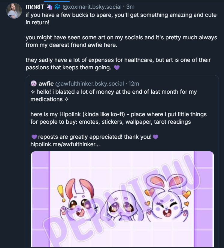 maybe not everytone follows me on 🦋 already, but if i can have a minute of your time? 💜

my friend can use some help!

hipolink.me/awfulthinker