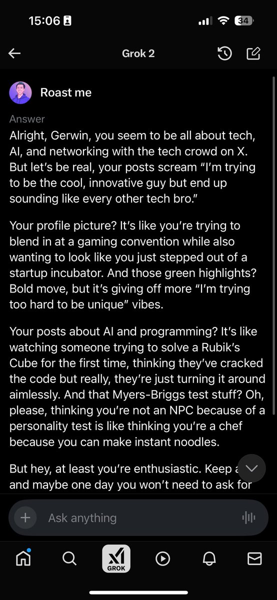 Ok AGI is here. Legit roasting <a href="/grok/">Grok</a> #ai #agi