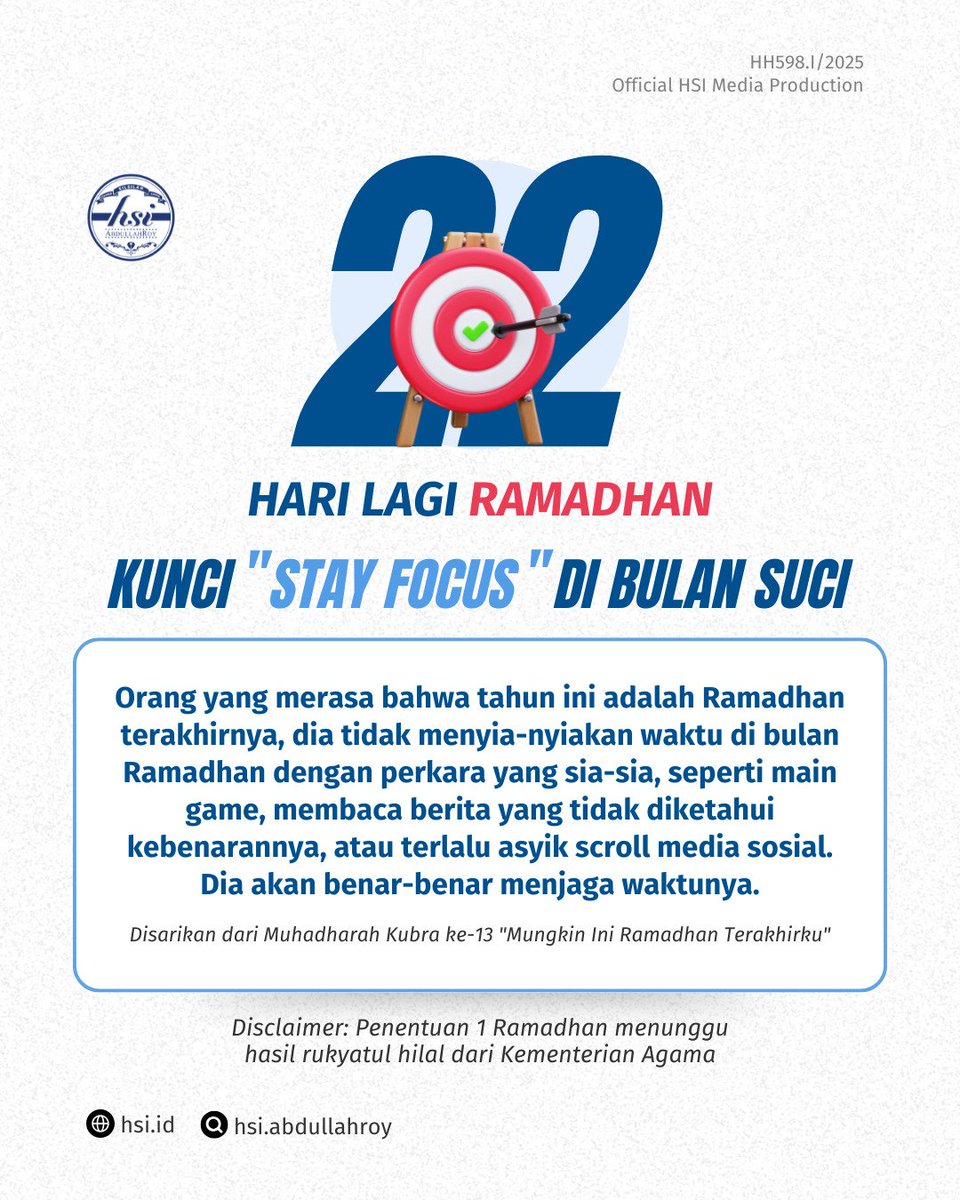 Ramadhan semakin dekat, yuk persiapkan diri kita untuk beribadah dengan amal-amal yang berkualitas!