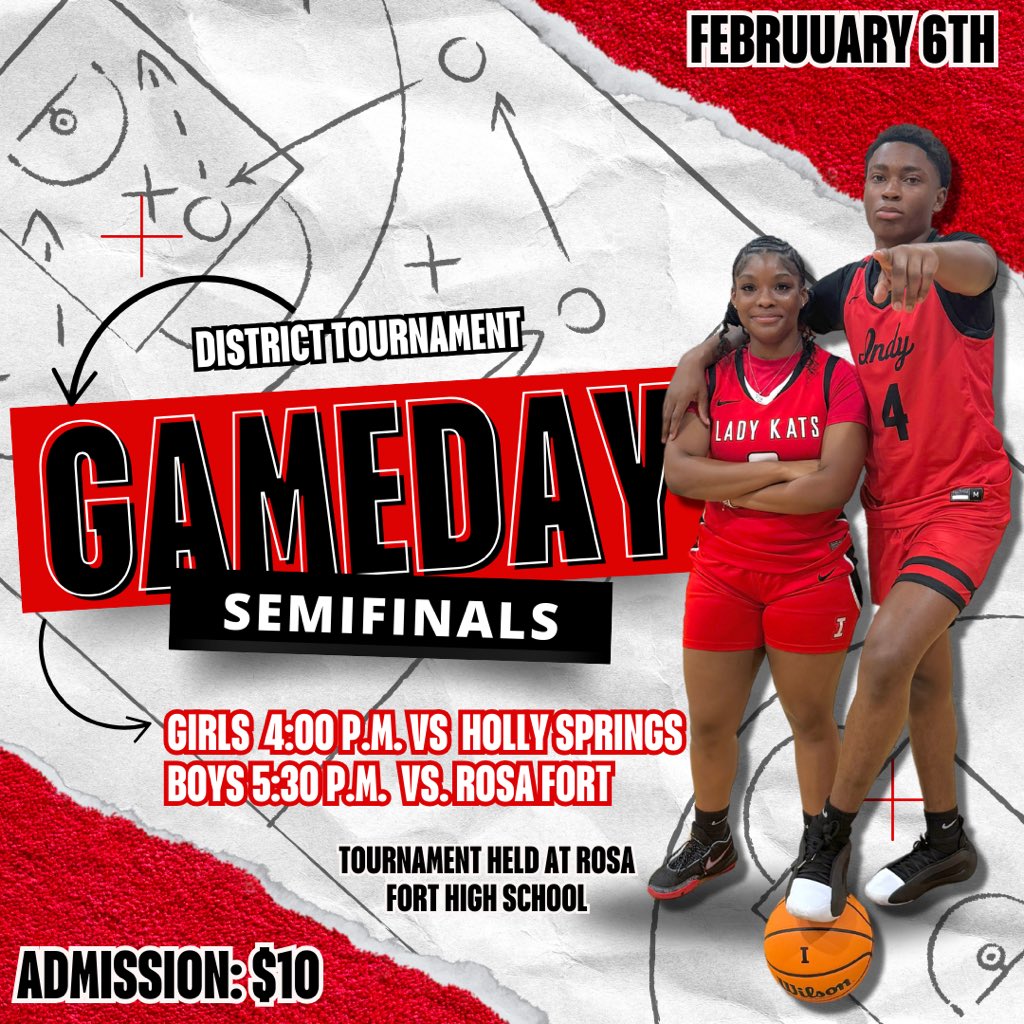 It’s District Tournament Time, Lady Kats will take on Holly Springs at 4:00 PM. The Wildcats will take on the Rosa Fort Lions at 5:30 PM. All games will be played at Rosa Fort High School!