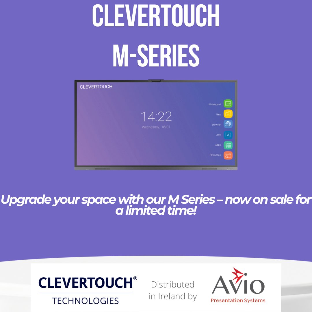 Take your presentations to the next level with the Clevertouch M Series! Perfect for classrooms and meeting spaces, and now available at a special sale price. Don’t miss out – upgrade today!