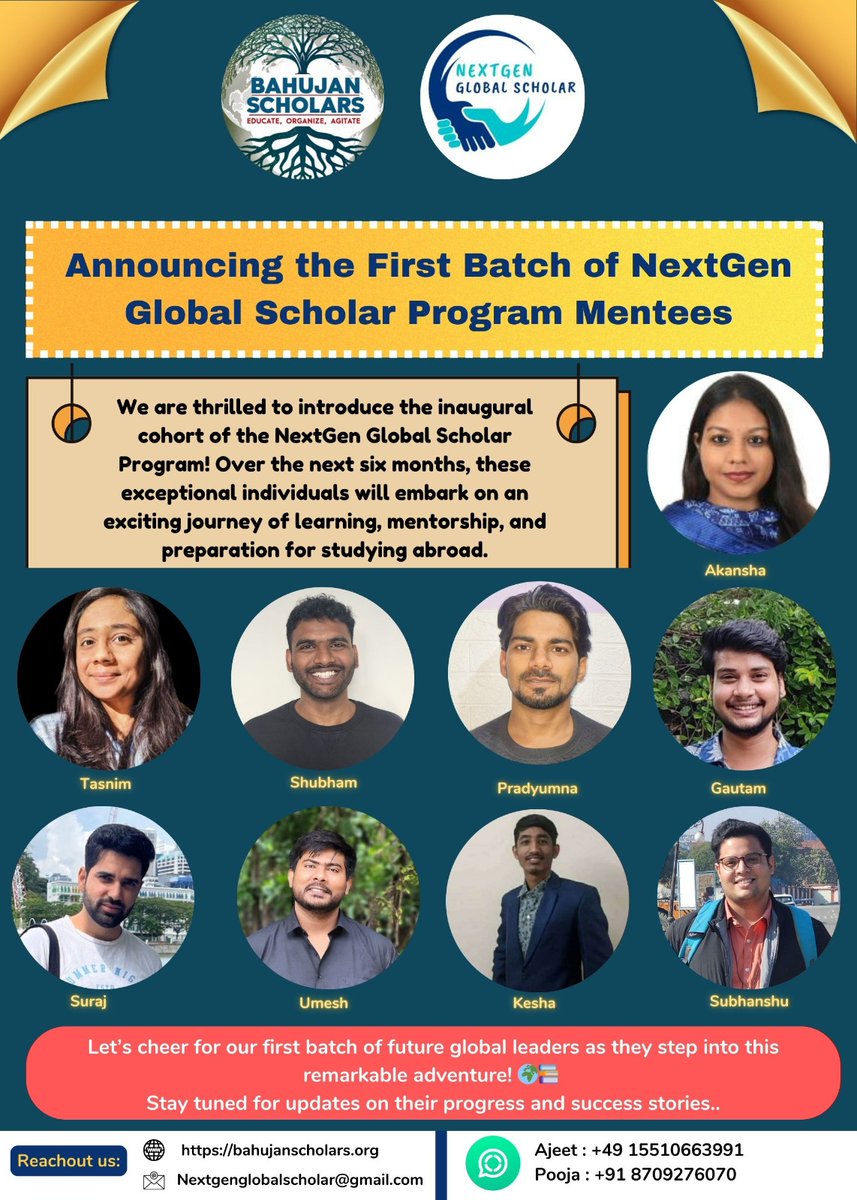 ajeetshekhar5's tweet photo. First cohort of NextGenGlobalScholar program.
#BahujanScholar
#EducationForAll https://t.co/EkGxcgHe1G