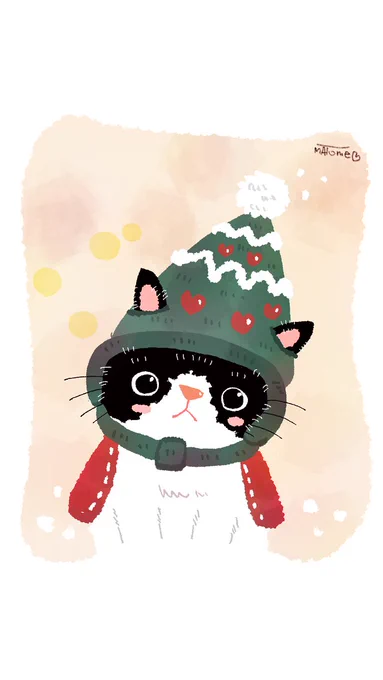 去年もらったクリスマスプレゼント。                   #絵 #イラスト #猫 #ネコ #Cat 