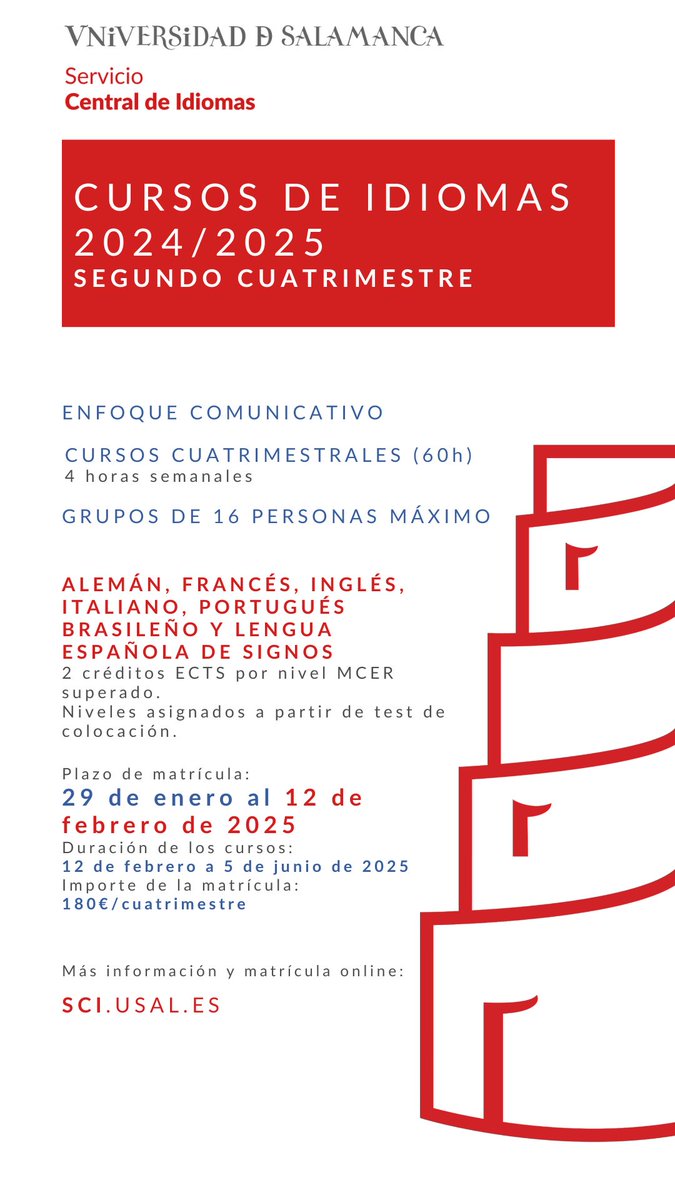 CEB/Univ. Salamanca (@cebusal) on Twitter photo ¿Formas parte de la comunidad universitaria de la <a href="/usal/">Universidad de Salamanca</a> o eres soci@ de <a href="/alumniusal/">ALUMNI - USAL</a> y quieres aprender el idioma portugués de Brasil, con una profesora nativa brasileña en <a href="/cebusal/">CEB/Univ. Salamanca</a> a través del <a href="/sciusal/">Servicio Central de Idiomas - USAL</a> en #Salamanca? Aproveche esta oportunidad. Plazo matrícula hasta 12 febrero ¿Formas parte de la comunidad universitaria de la <a href="/usal/">Universidad de Salamanca</a> o eres soci@ de <a href="/alumniusal/">ALUMNI - USAL</a> y quieres aprender el idioma portugués de Brasil, con una profesora nativa brasileña en <a href="/cebusal/">CEB/Univ. Salamanca</a> a través del <a href="/sciusal/">Servicio Central de Idiomas - USAL</a> en #Salamanca? Aproveche esta oportunidad. Plazo matrícula hasta 12 febrero