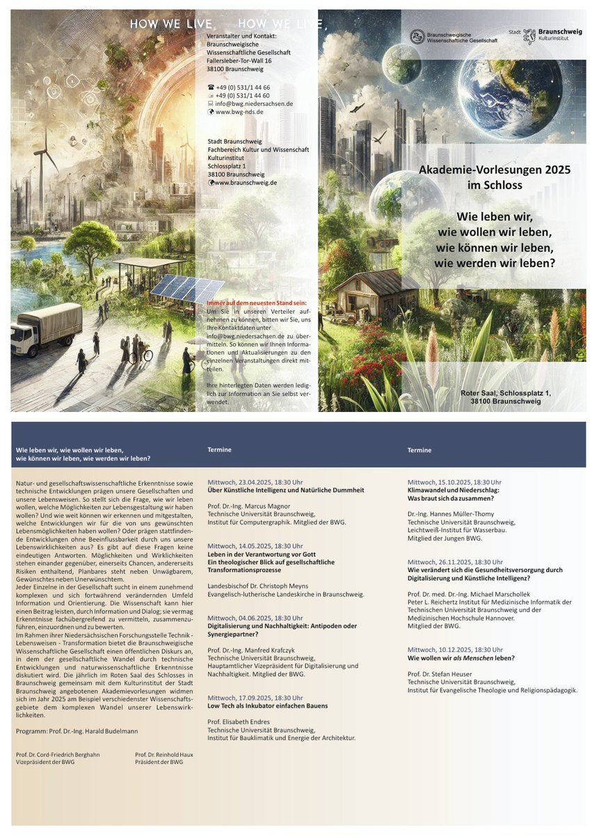 Honoured to be part of the lecture series "Akademie-Vorlesungen im Schloss" in #Brunswick, organized by #BWG! Save the date: 15.10.'25 for my presentation "Climate Change and #Precipitation-What do we have to expect?"