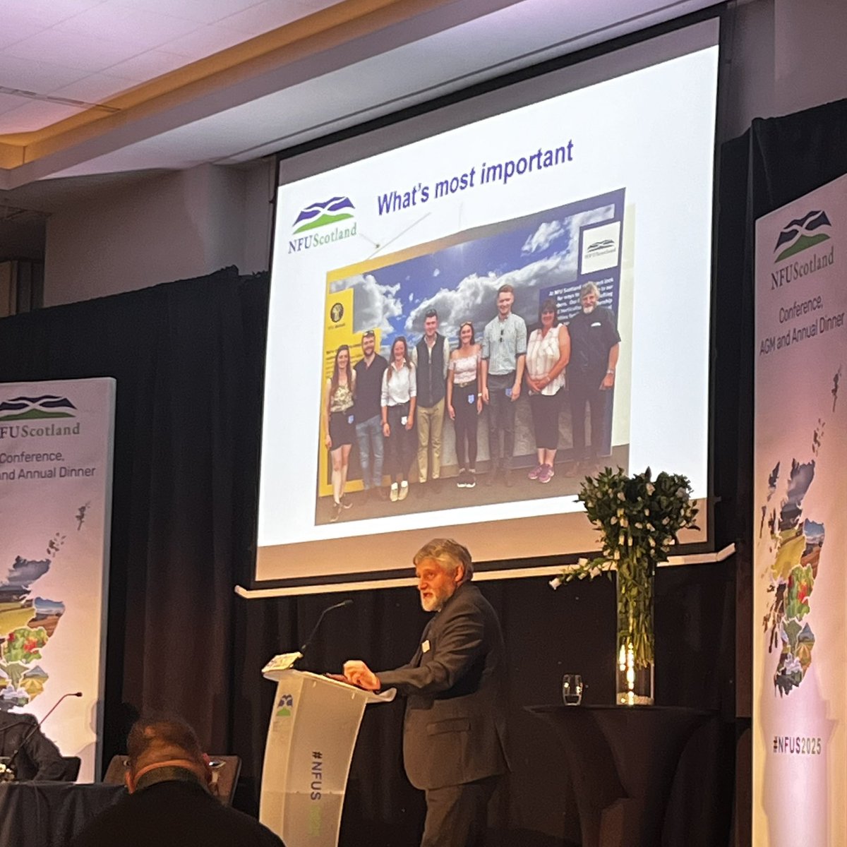 Emotional final presidential address from  Martin Kennedy <a href="/NFUStweets/">NFU Scotland</a> conference highlighting just how important family support during his 16 years.  Thank you, it was a privilege to work with you.