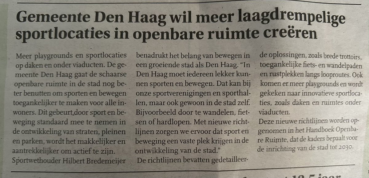 🙌🏼 Yes! Dit is goed nieuws! Hier worden wij blij van. 
Is een sportcontainer ook een mogelijke optie?
<a href="/GemeenteDenHaag/">Gemeente Den Haag</a>