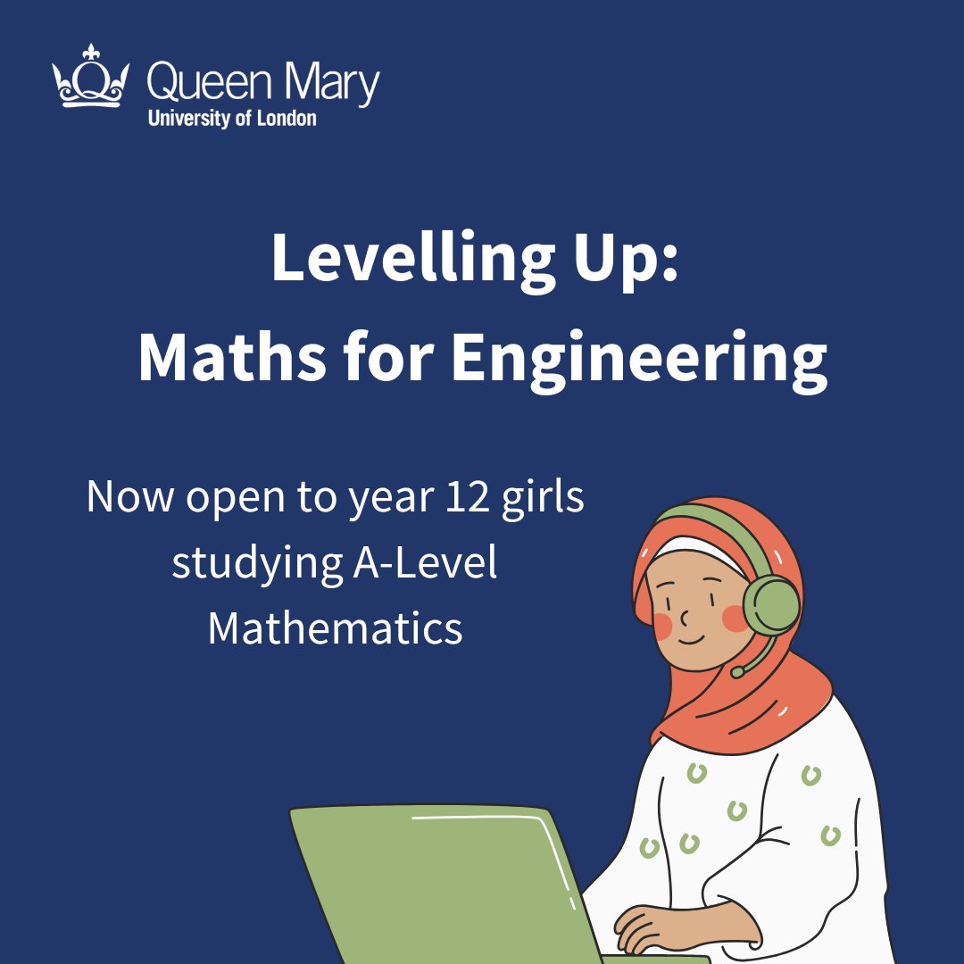 QMUL School of Engineering and Materials Science (@qmulsems) on Twitter photo Announcing Levelling Up: Maths for Engineering.
From Feb, year 12 girls studying maths could receive regular tuition from female engineering students at <a href="/QMUL/">Queen Mary University of London</a>, supported by <a href="/LondMathSoc/">London Mathematical Society</a>.
Apps close next Fri:
sems.qmul.ac.uk/prospectivestuā¦
#womeninstem #womenengineer <a href="/QMULSciEng/">QMUL Sci & Eng News</a> Announcing Levelling Up: Maths for Engineering.
From Feb, year 12 girls studying maths could receive regular tuition from female engineering students at <a href="/QMUL/">Queen Mary University of London</a>, supported by <a href="/LondMathSoc/">London Mathematical Society</a>.
Apps close next Fri:
sems.qmul.ac.uk/prospectivestuā¦
#womeninstem #womenengineer <a href="/QMULSciEng/">QMUL Sci & Eng News</a>