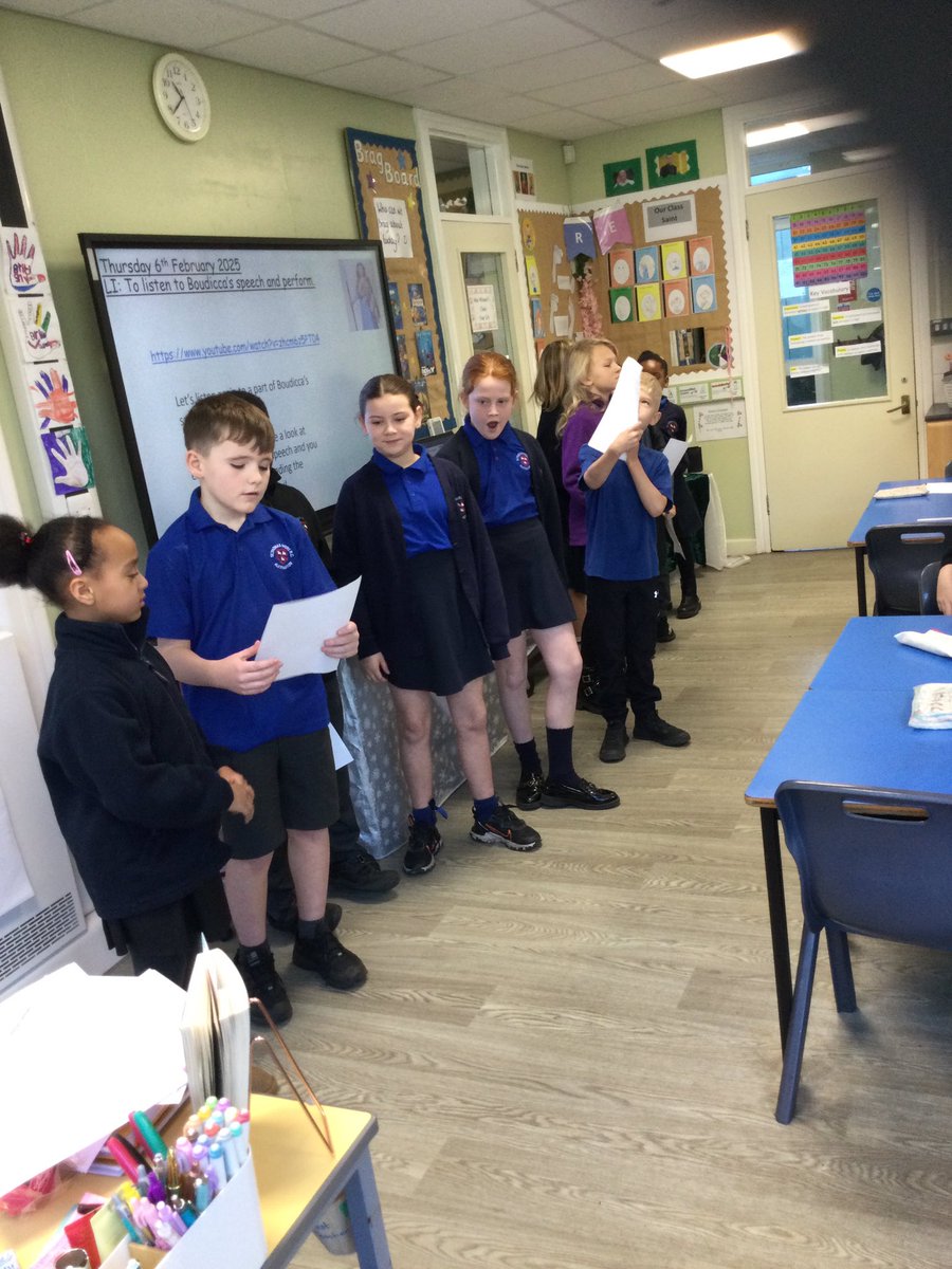 This morning in English, the children were delivering fierce and powerful speeches imitating queen Boudicca. The children really enjoyed this interactive, oracy lesson! #STMEnglish