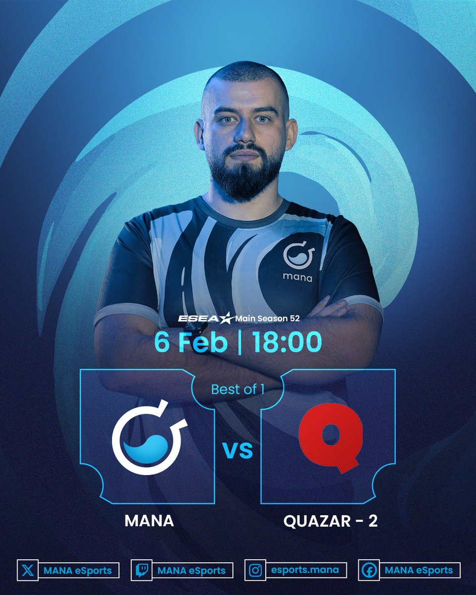 MANA eSports (@manaesports_) on Twitter photo Another day of โ <a href="/ESEA/">ESEA League</a> Main Leagueโ match.
๐: 18:00 CET
๐: Quazar -2
#weman Another day of โ <a href="/ESEA/">ESEA League</a> Main Leagueโ match.
๐: 18:00 CET
๐: Quazar -2
#weman