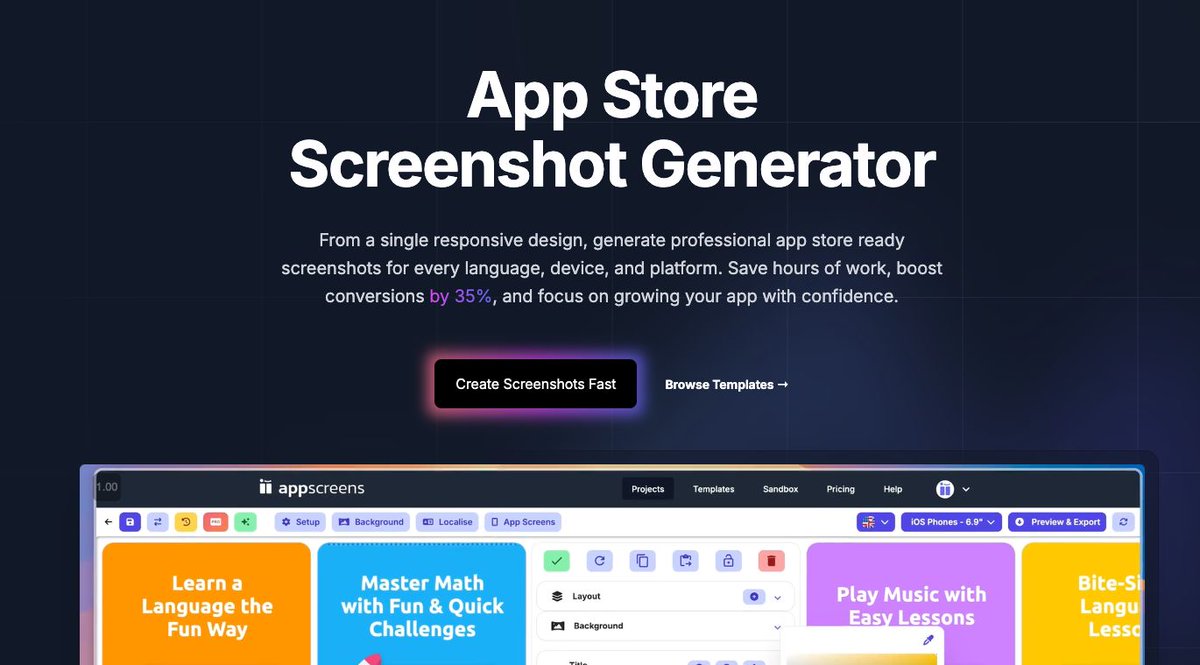 AristiDevs's tweet image. Cuando terminas tu app, empieza lo más importante: el ASO.📱
Posicionarla es IMPRESCINDIBLE para más descargas, y las imágenes juegan un papel clave. Esta web te ayudará a mejorarlas.
→ appscreens.com ←
