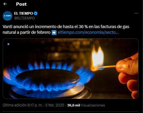 MariaFdaCabal's tweet photo. Los ecopátas de Petro han decidido castigar a 36 millones de colombianos con un aumento descomunal del 36% en el precio del gas, un servicio público esencial y el combustible más accesible para las familias y la industria.

La dictadura ideológica de este gobierno no salva vidas, las destruye: elimina empleos, frena el desarrollo y pone en jaque la seguridad energética de Colombia. Acabar con la exploración y explotación no es transición, es suicidio económico.

Petro y su fallida ideología han convertido la necesidad en un lujo, sacrificando a los colombianos en el altar de su dogma.