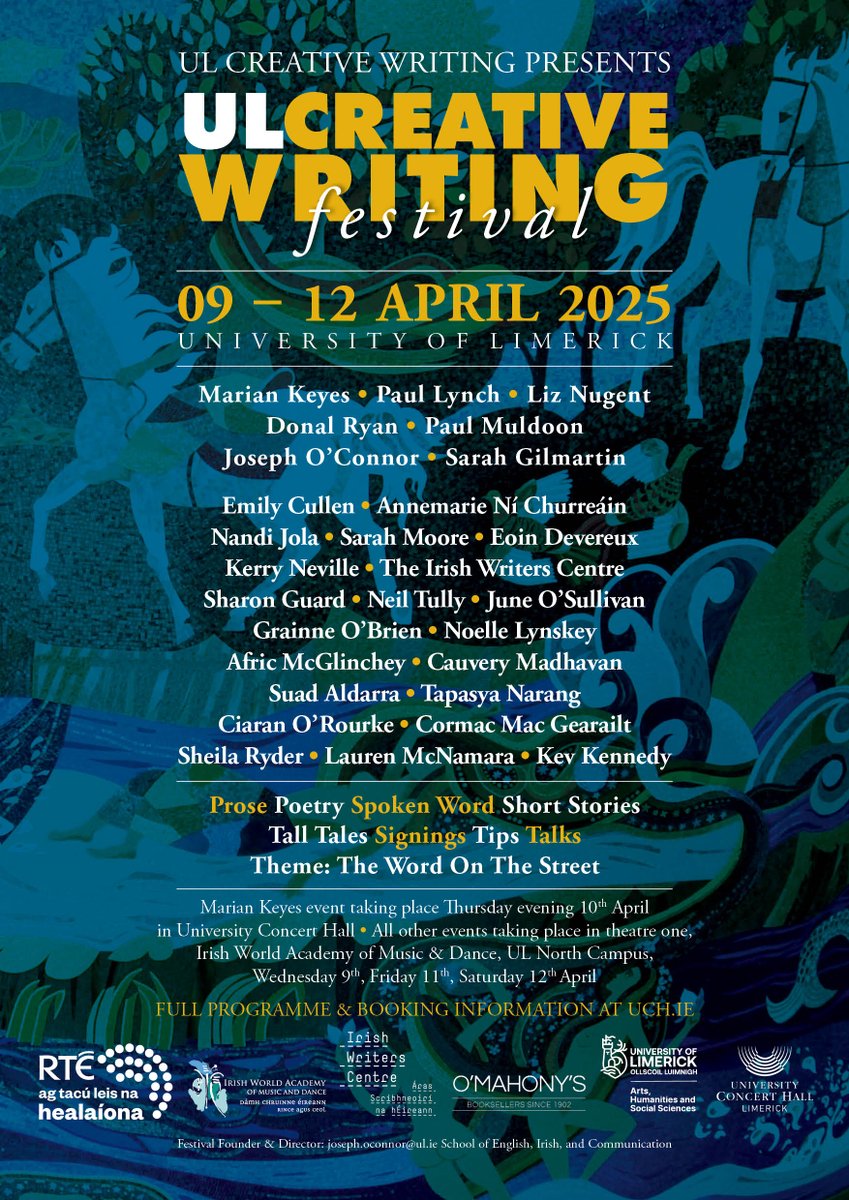 Irish Writers Centre (@irishwritersctr) on Twitter photo We’re heading to Limerick this April for the <a href="/UL/">University Of Limerick</a> Creative Writing Festival!
Taking place across 4 days (Wed 9 April – Sat 12 April) we have two exciting events on the Sat: a writer-led panel discussion and a spoken word showcase 🎉
Full details 🔗 irishwriterscentre.ie/we-are-heading… We’re heading to Limerick this April for the <a href="/UL/">University Of Limerick</a> Creative Writing Festival!
Taking place across 4 days (Wed 9 April – Sat 12 April) we have two exciting events on the Sat: a writer-led panel discussion and a spoken word showcase 🎉
Full details 🔗 irishwriterscentre.ie/we-are-heading…