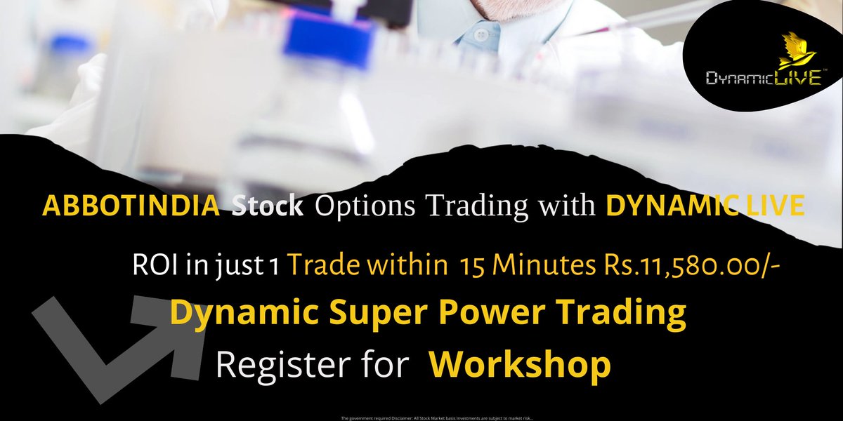 ABBOTINDIA Monthly CALL Options Trading with Dynamic Live

Total Investment: 9,020.00/-
Within 15 Minutes Rs.11,580.00/-ROI per lot

Email id: enquiry@dynamiclive.in
Website: dynamiclive.in

#ABBOTINDIA #stockmarket #index #dovemangroup 
Dynamic Super Power #trading #pow