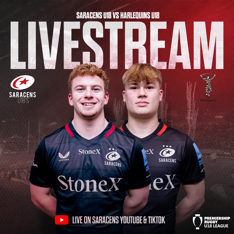 Saracens's tweet photo. 🎥 Saturday's crucial U18 fixture against Harlequins will be live-streamed!

Click below to watch on YouTube (KO 12pm) 👇

#YourSaracens💫