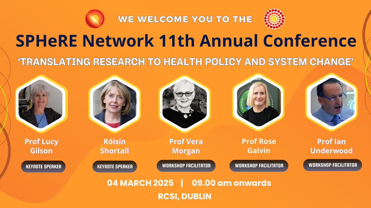 SPHeRE (@sphereprogramme) on Twitter photo Registration is now open for the SPHeRE Network 11th Annual Conference: ‘Translating research to health policy and system change’ taking place on Tuesday 4th March in RCSI. <a href="/EQUIPSIrl/">EQUIPS Research Network</a>
sphereprogramme.ie/2025-annual-co… Registration is now open for the SPHeRE Network 11th Annual Conference: ‘Translating research to health policy and system change’ taking place on Tuesday 4th March in RCSI. <a href="/EQUIPSIrl/">EQUIPS Research Network</a>
sphereprogramme.ie/2025-annual-co…