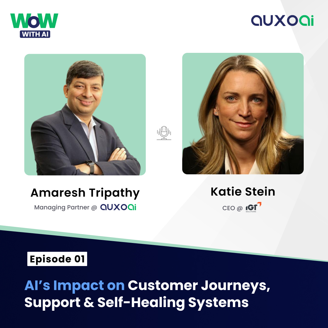 AuxoAI's tweet photo. WoW with AI – Episode 1 is Here: The Intersection of AI and Customer Loyalty! 

In our first episode, Amaresh Tripathy, Managing Partner at AuxoAI, chats with Katie Stein, CEO of IGT Solutions, about how AI is changing the customer experience. 

Watch now! https://t.co/Guxgogi0SB https://t.co/N8z7Ya3ReS
