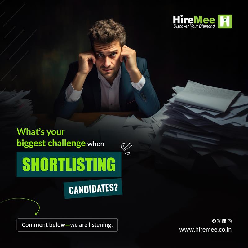 Hiremeeinc's tweet image. Going through a pile of resumes and finding the right candidate isn’t easy—it takes time and effort. We get it! What’s your biggest struggle in the #shortlisting process? Let’s talk. Or directly reach out to us - 087929 22796. #HR #ApplicantTracking #recruitment #HRTools