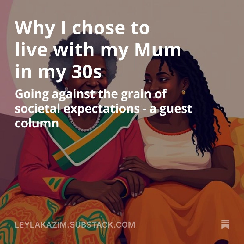 Whilst I've been on the road, I've been hosting a guest writer season on my newsletter - the essays have been so good! This is the last of them - about going against societal expectations &amp; choosing to live with parents just bcos it makes you happy. A beautiful piece. Link in bio